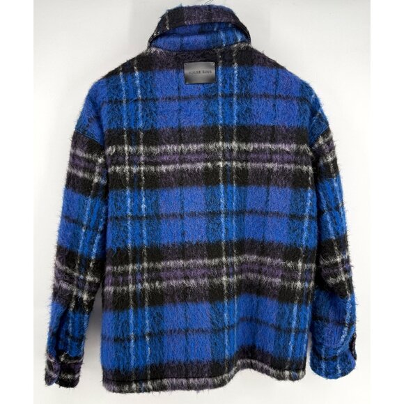 Anine Bing Samone Jacket in Purple Plaid S Wool - Picture 3 of 8